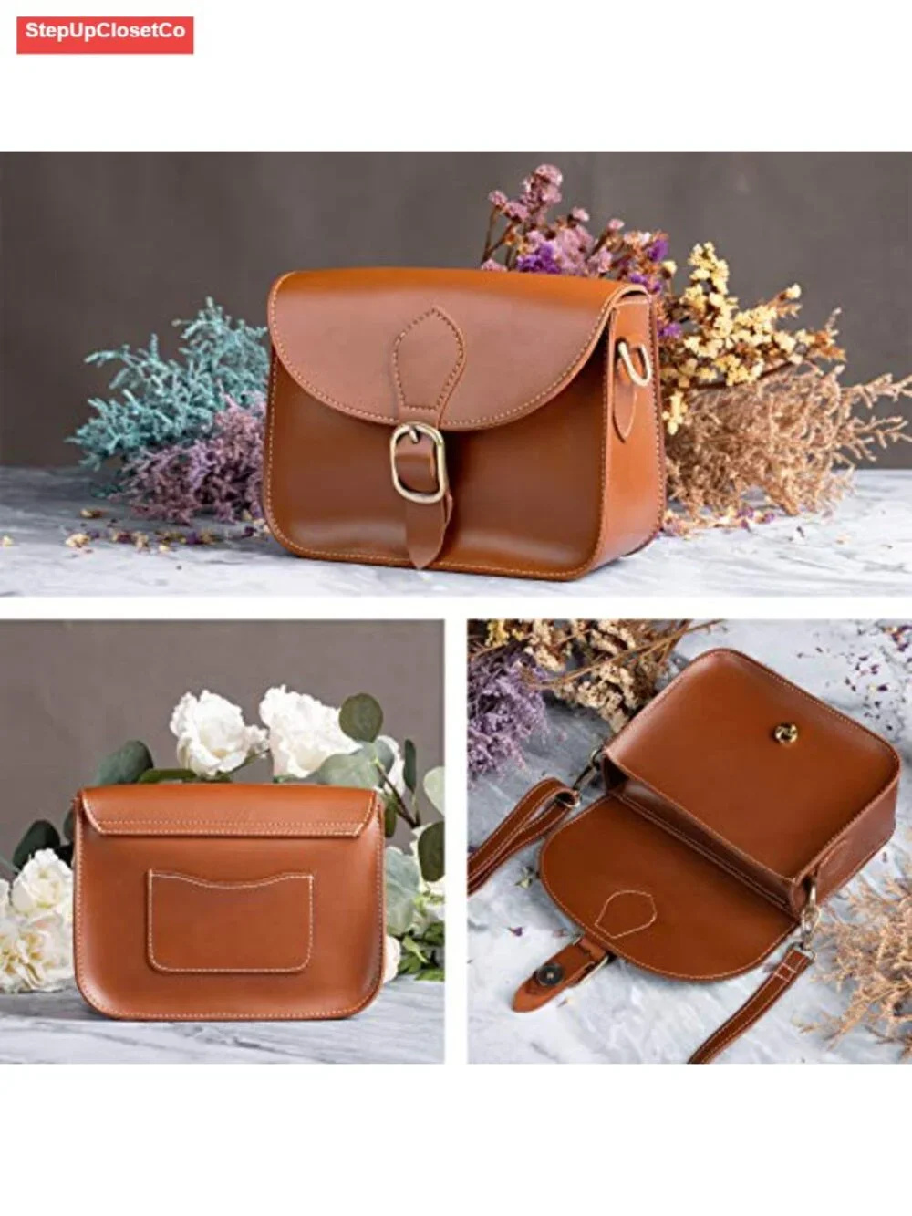 Vintage Crossbody Saddle Bag Faux Leather Satchel Women Casual Purse Vegan